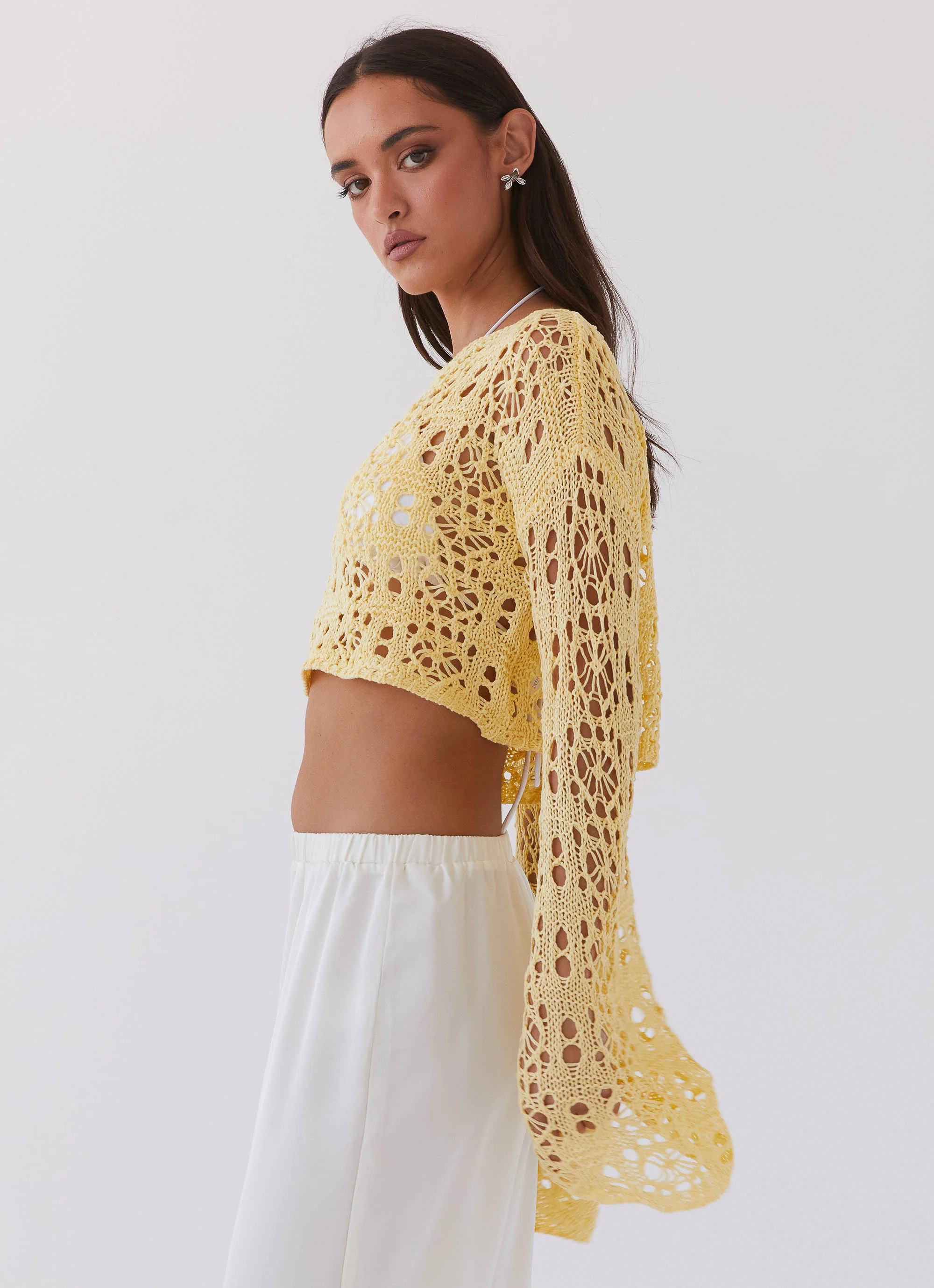 Free Mind Crochet Long Sleeve Top - Marigold | Peppermayo (Global)