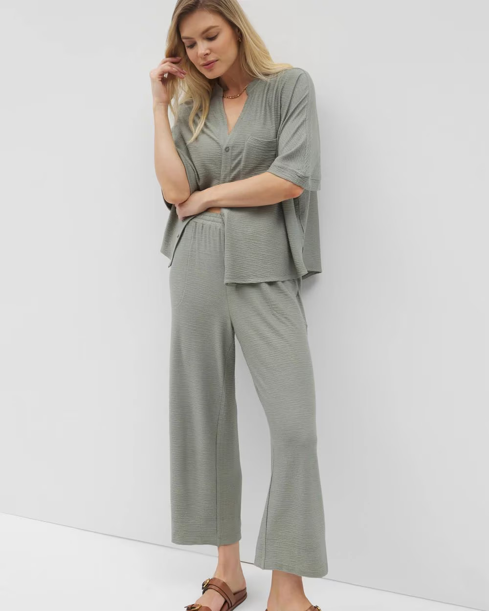 Crinkle Knit Wide Leg Pant | Soma | SOMA
