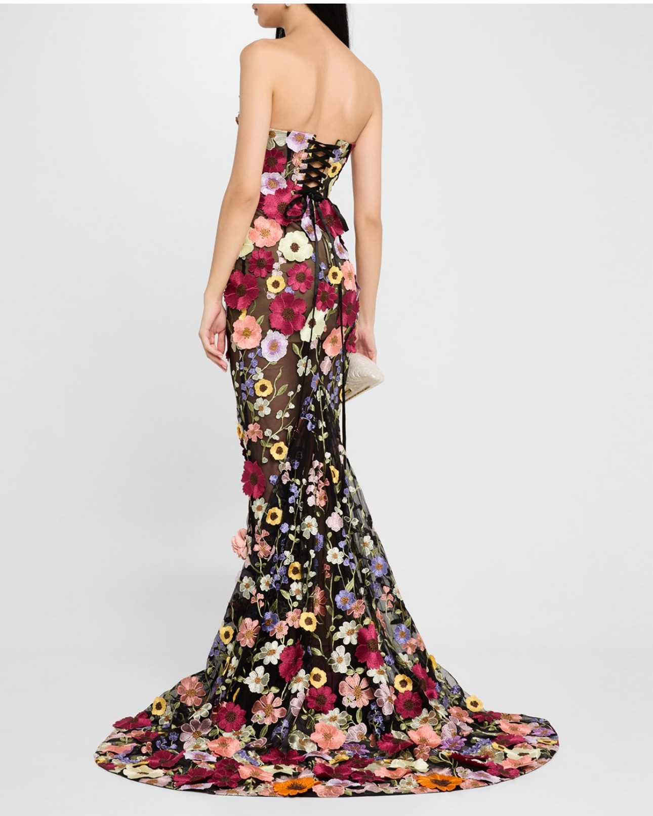 stunning floral appliqué gown for springg