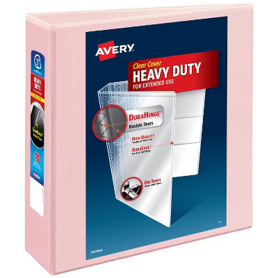 Avery 3" Heavy Duty View Ring Binder - Blush | Target