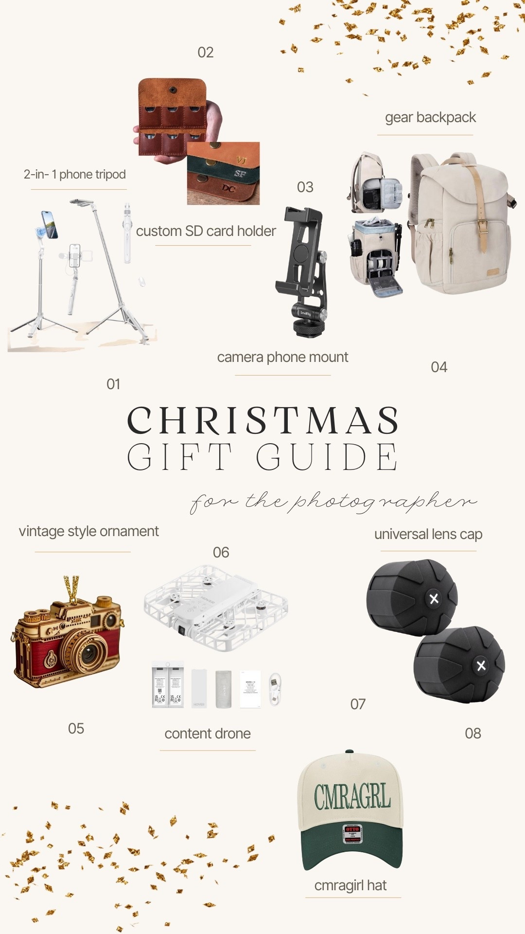 Just put together a photographer-approved gift guide full of practical, fun, and actually useful finds — and 7 of these are under $30 (with 1 splurge)! Perfect for the photographer in your life, hobby shooters, or the camera-obsessed girlie on your holiday list 🤍