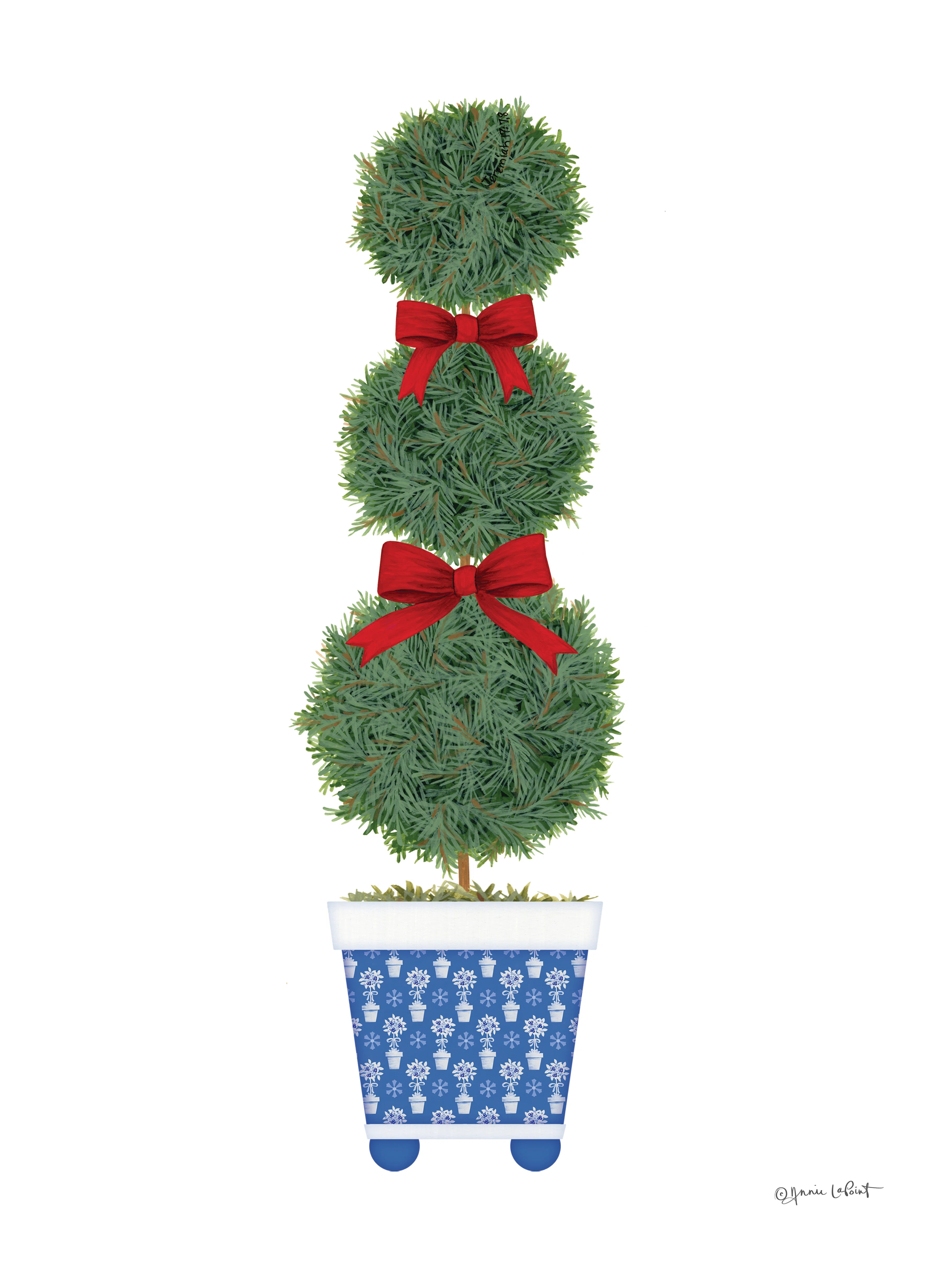 Christmas Three Round Balls Topiary - Wrapped Canvas Print | Wayfair North America
