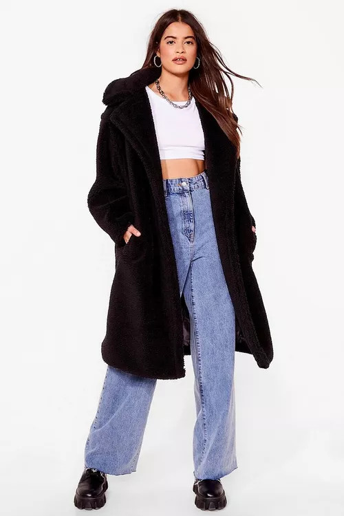 Oversized Longline Faux Fur Teddy Coat | Nasty Gal (US)