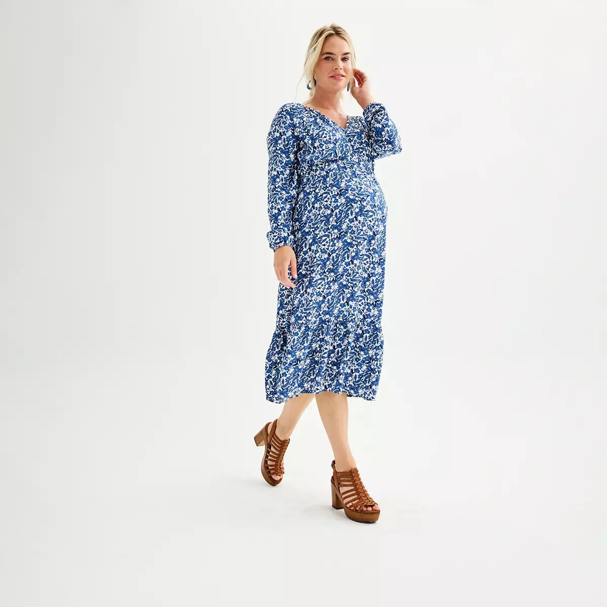 Maternity Sonoma Goods For Life® Split Neck Midi Dress | Kohl's