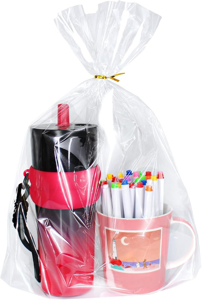 PigPotParty 12"x 16", 100Pcs Bottom Gusset Bags, Clear Plastic Cellophane Mug Treat Goodie Gift B... | Amazon (US)