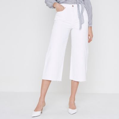 White Alexa cropped wide leg jeans | River Island (UK & IE)