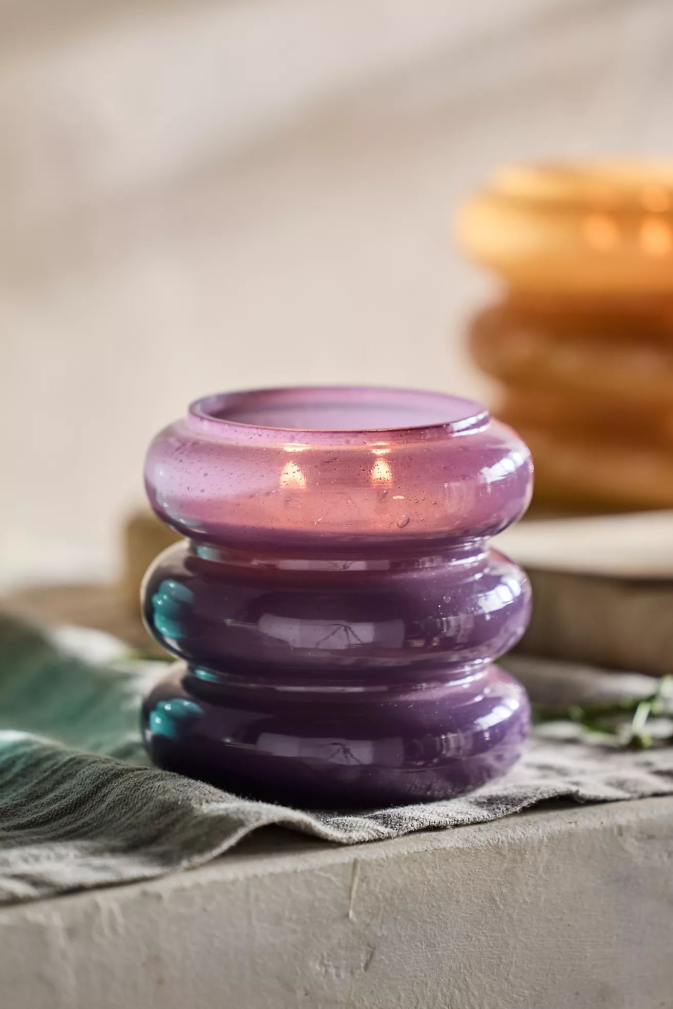 Linnea Milky Glass Rings Candle | Anthropologie (US)