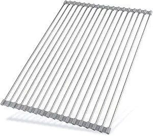Roll Up Dish Drying Rack 20.5"(L) x 13.8"(W) - Stainless Steel and Silicone Dish Drying Mat Over ... | Amazon (US)