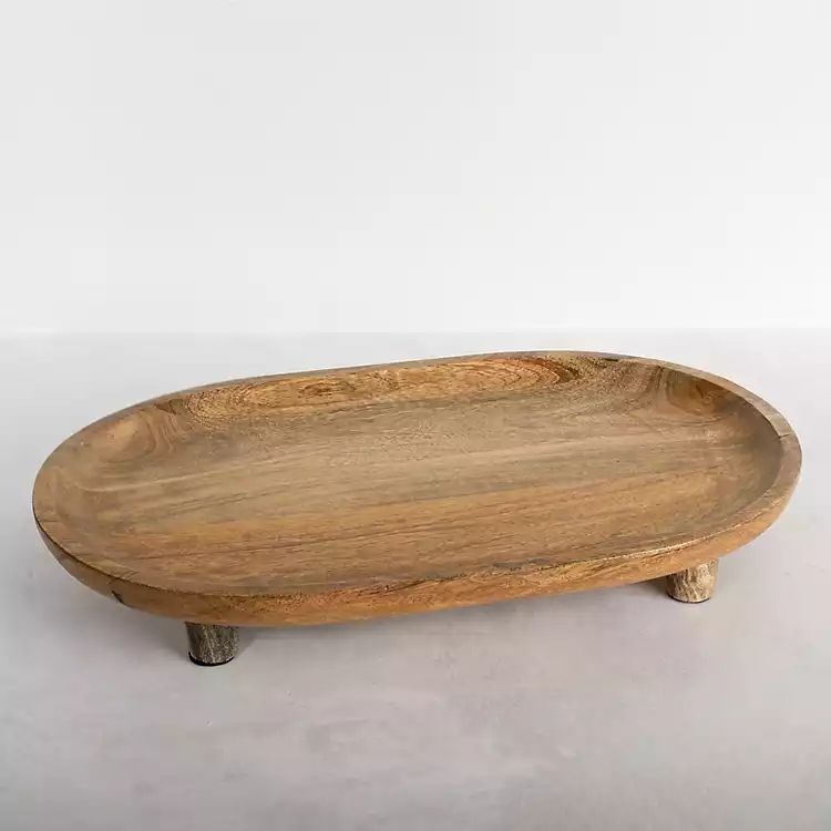 New! Oval Mango Wood Footed Serving Platter | Kirkland's Home