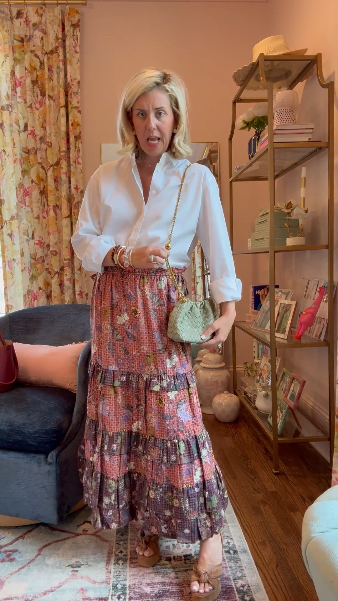 A fabulous white button-down is a must for your closet! Just a classic piece to elevate any outfit. ￼
Top & skirt - xs
Heels - 8 tts

CODES:
Marie Oliver - CATHERINE15
Allie + Bess - Catherine20

#LTKdayinmylife #LTKootd #LTKmomlife