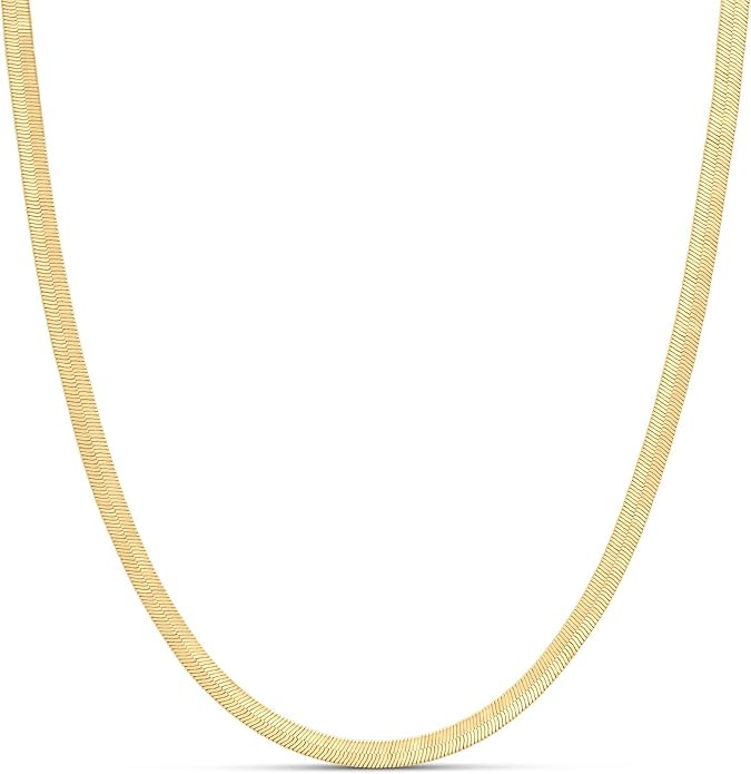 Amazon Essentials 14K Gold or Sterling Silver Plated Herringbone Chain | Amazon (US)