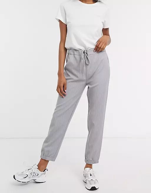 ASOS DESIGN woven jogger in grey pinstripe | ASOS (Global)