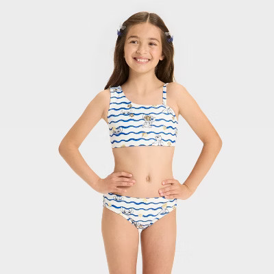 Girls' One Shoulder Stitch Bikini - The Disney Collection by Cat & Jack™ White | Target