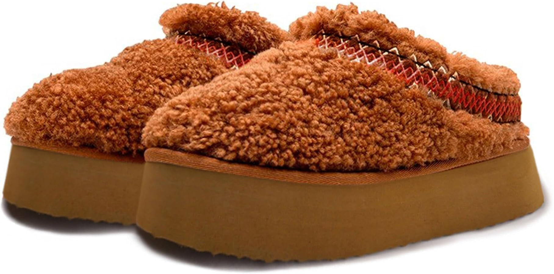Platform Slippers for Women Mini Boots Plush Fleece Lining Fuzzy Slippers Slip on Short Ankle Com... | Amazon (US)