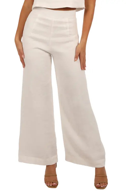 Petal & Pup Devlin Linen Wide Leg Pants in Cloud White at Nordstrom, Size 0 | Nordstrom