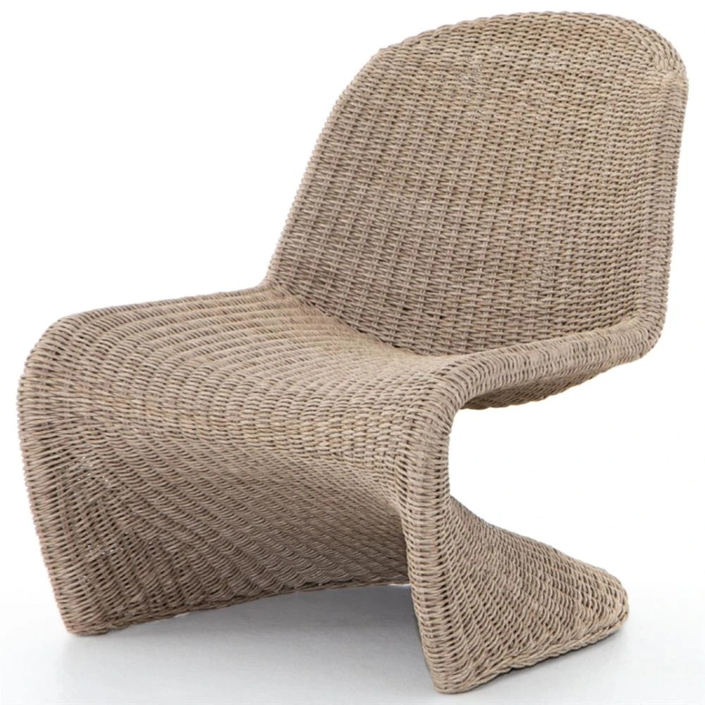 Ivanna Coastal Beach Beige Woven Wicker Outdoor Lounge Chair | Kathy Kuo Home