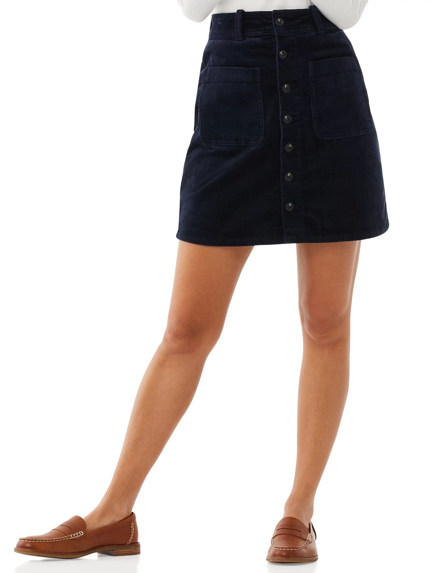 Free Assembly Women's Corduroy Button-Front Skirt | Walmart (US)