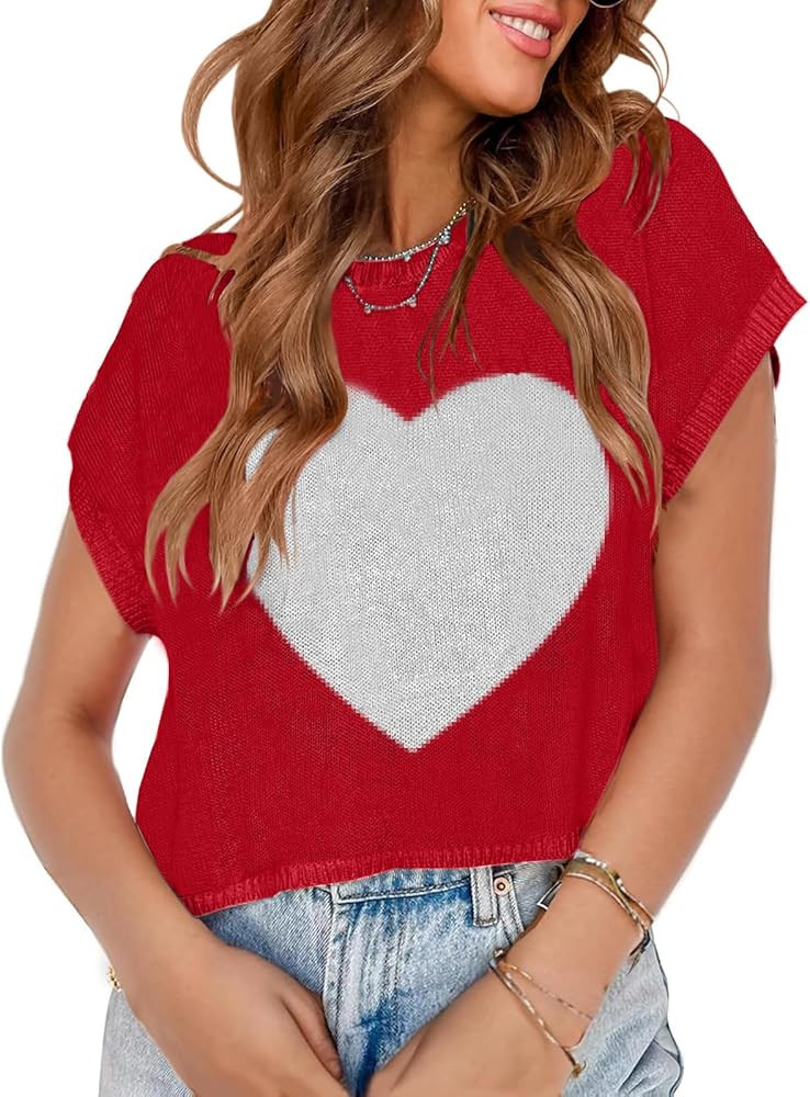 Womens Spring Crop Tops 2026 Summer Cap Short Sleeve Sweater Vest Loose Shirts Cute Trendy Top Va... | Amazon (US)