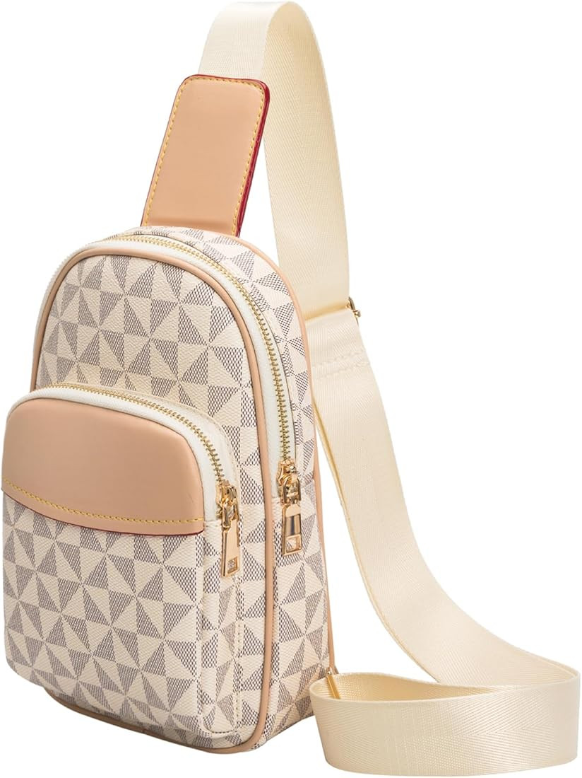 Sling Bag for Women Small Belt Chest Bum Bag Checkered waist Fanny Pack Crossbody for women Desig... | Amazon (US)