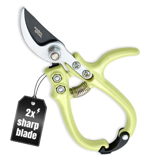 Modern Sprout Hand Pruners - Lightweight Pruning Shears W/Easy Lock- Gardening Scissors - Bypass Sharp Carbon Steel Blade - Rust Resistant - Garden Tools - Reusable Holster - Chartreuse | Amazon (US)