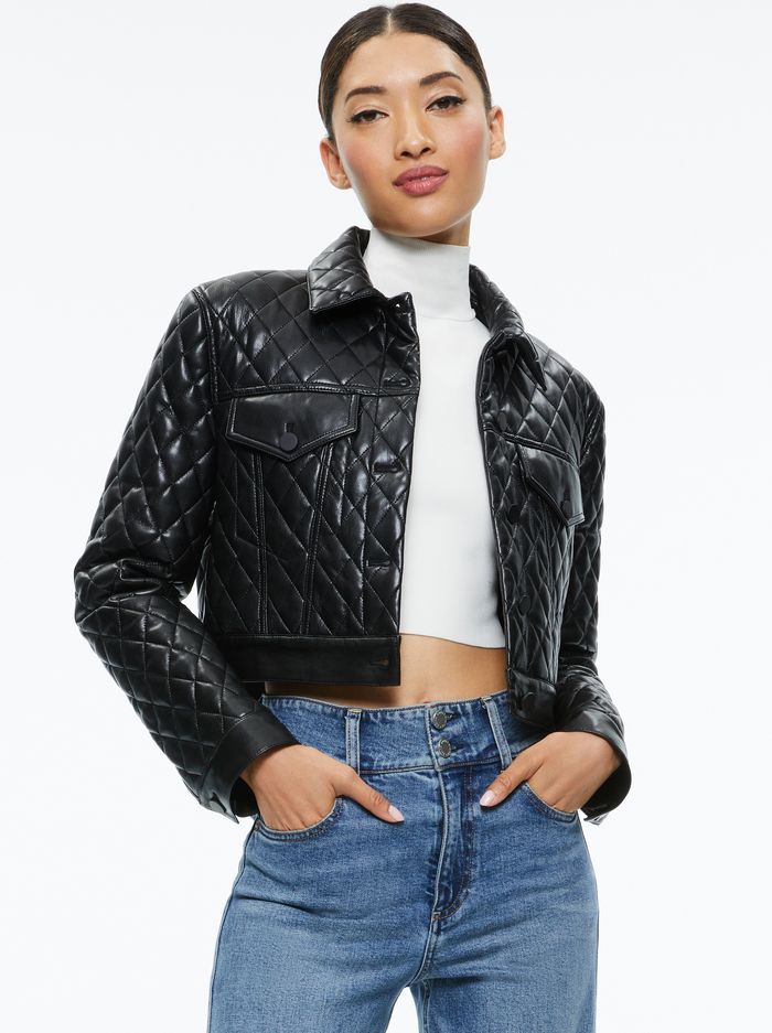 CHLOE QUILTED VEGAN LEATHER CROPPED JACKET | Alice + Olivia