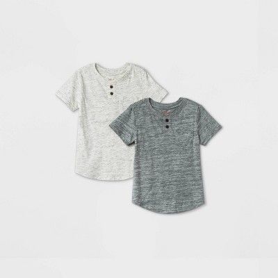 Toddler Boys' 2pk Henley Short Sleeve T-Shirt - Cat & Jack™ Gray/Cream | Target
