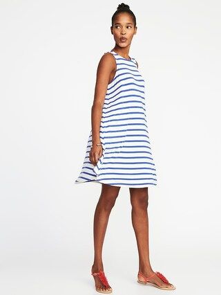 Old Navy Womens Jersey-Knit Sleeveless Swing Dress For Women Blue Stripe Size L | Old Navy US