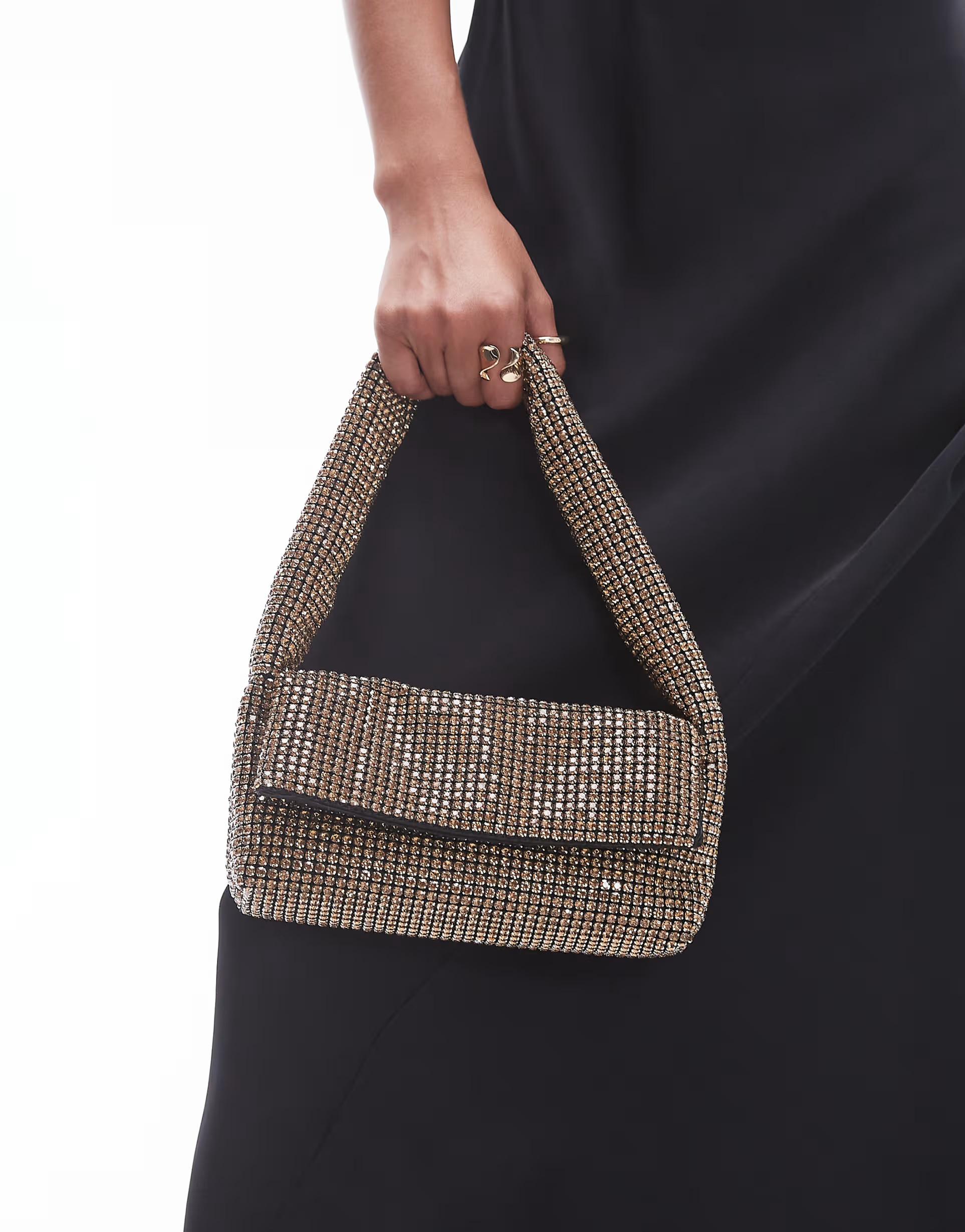 Topshop Shelly embellished shoulder bag in gold | ASOS (Global)