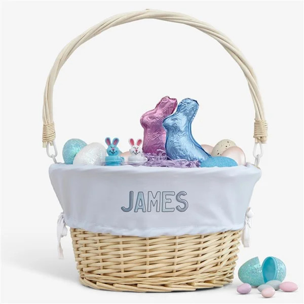 Ombre Name Personalized Natural Easter Basket with Folding Handle | Personalization Mall