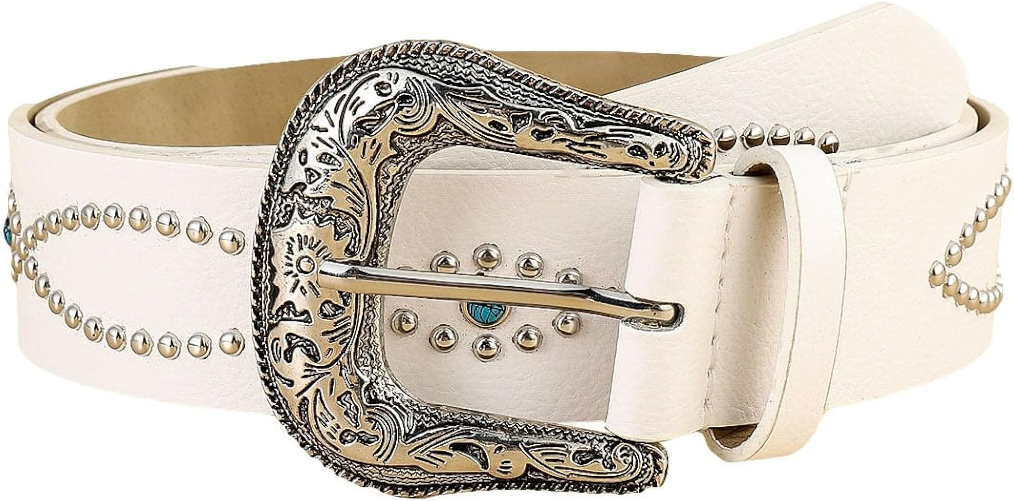 Verdusa Women's Western Cowgirl Buckle floral PU Leather Waist Belts Vintage Belt | Amazon (US)
