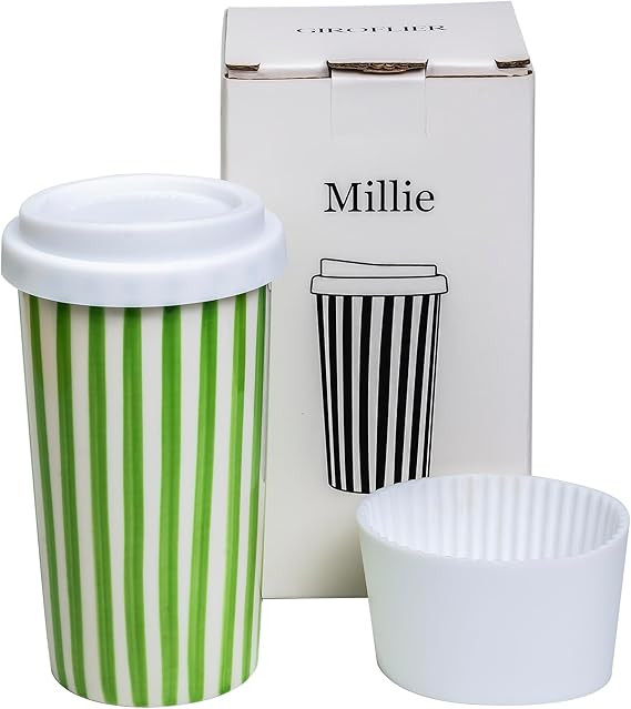 Ceramic Travel Mug with Lid (12 oz) – Aesthetic Coffee Cup, Minimalist Reusable Coffee Mug for ... | Amazon (US)
