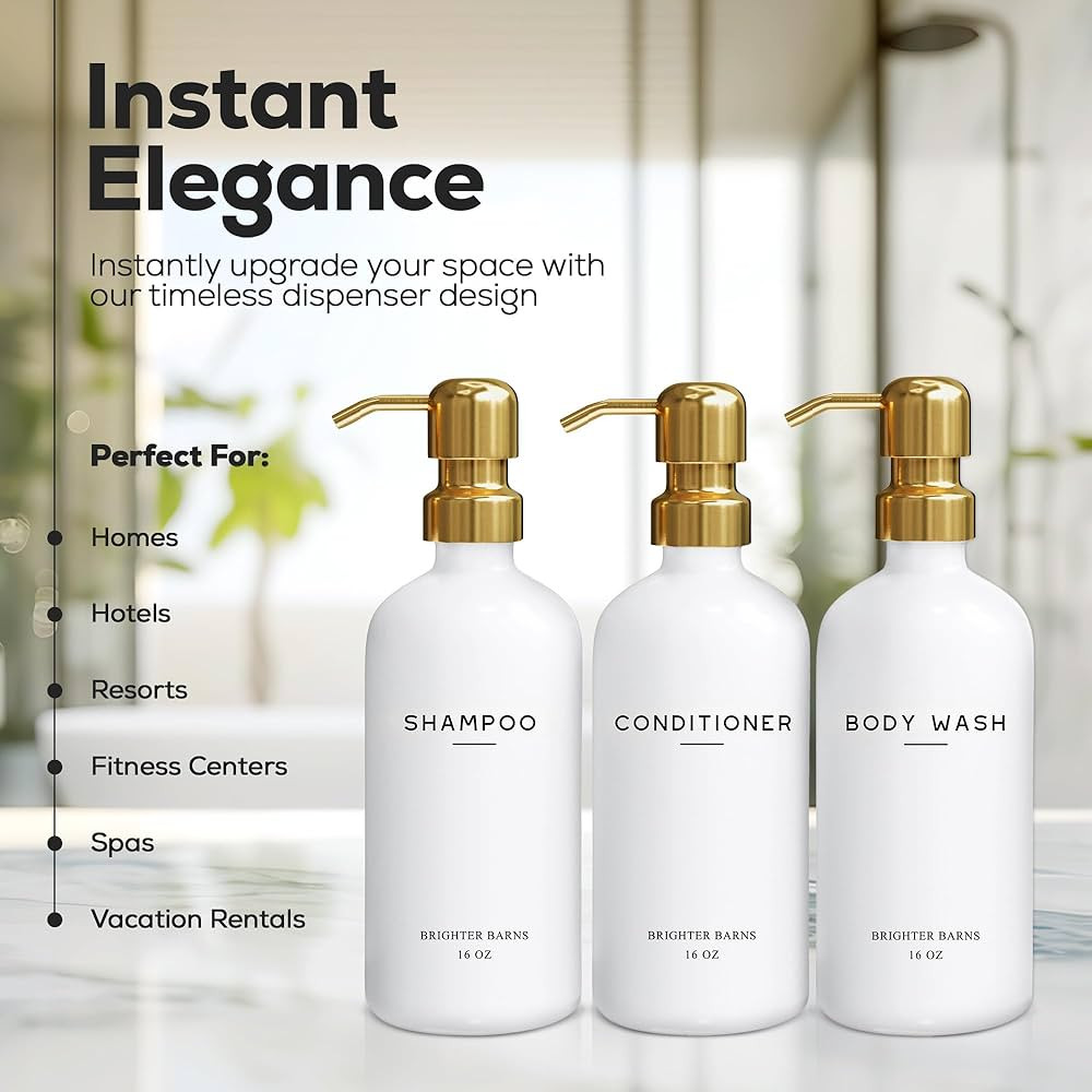Luxury Shampoo and Conditioner Dispenser Set by Brighter Barns - Shower Soap Dispenser - Shampoo ... | Amazon (US)