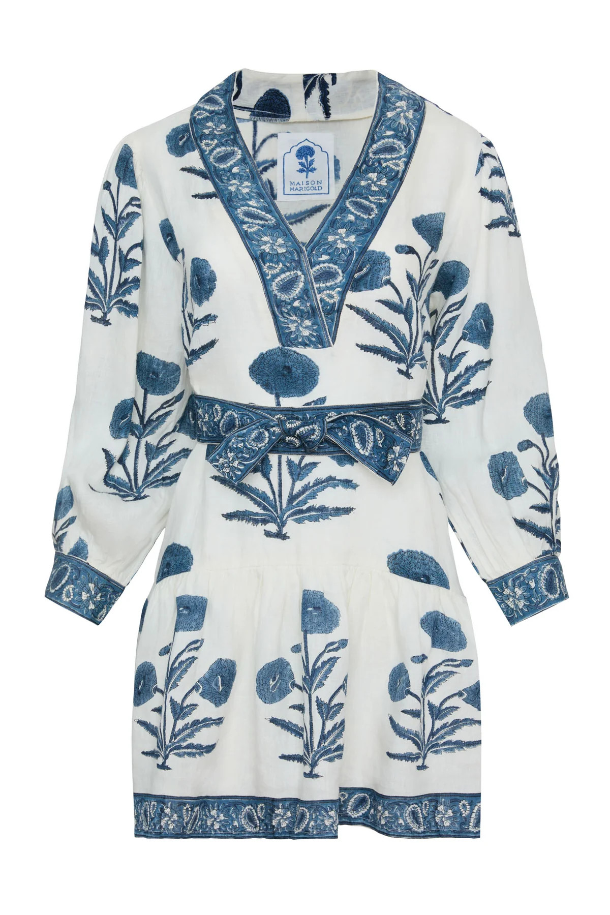 Mykonos Mini Dress in Indigo Flower | Over The Moon