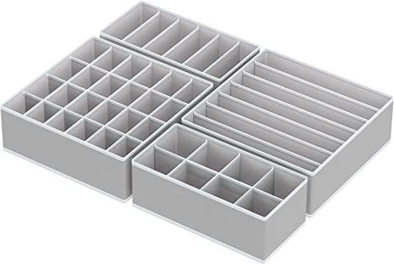 SimpleHouseware Closet Underwear Organizer Drawer Divider 4 Set, Gray | Amazon (US)