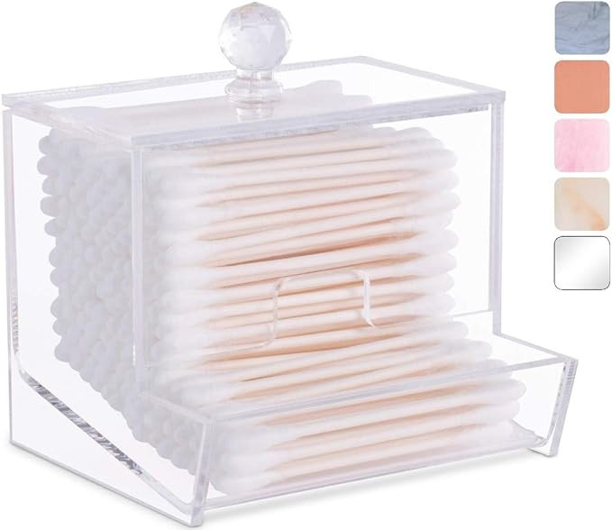 Acrylic Qtip Holder for Qtip Brand Cotton Swabs, Qtip Dispenser, Modern Bathroom Decor, Cotton Sw... | Amazon (US)