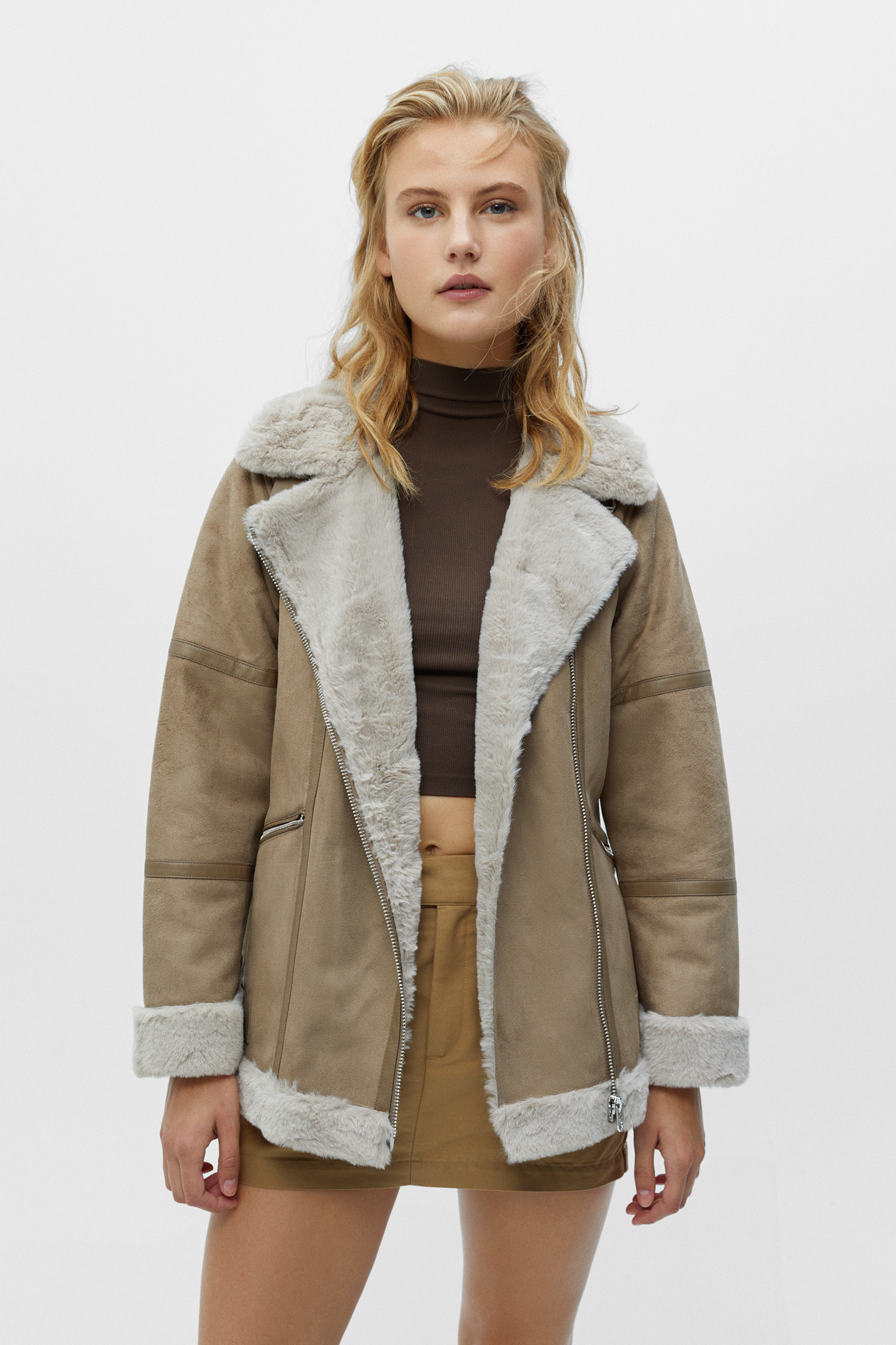 Double-faced long jacket | PULL and BEAR UK