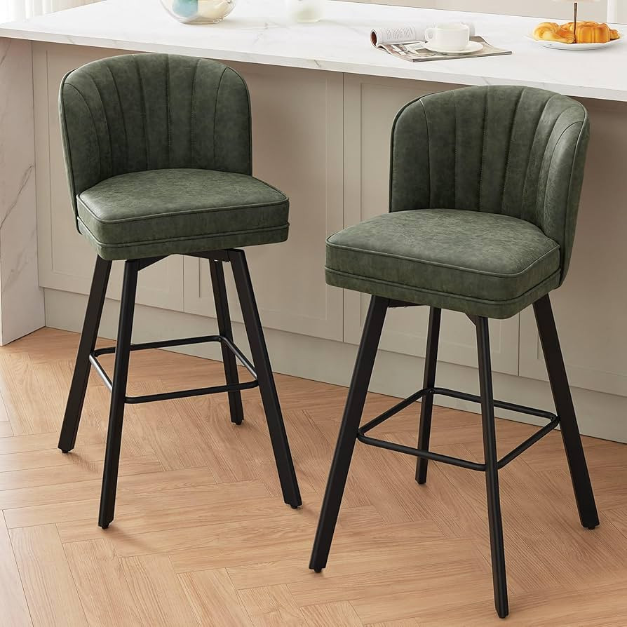 SAECKBERG Swivel Counter Height Bar Stools Set of 2, 30'' Modern Barstools with Backs and Metal L... | Amazon (US)