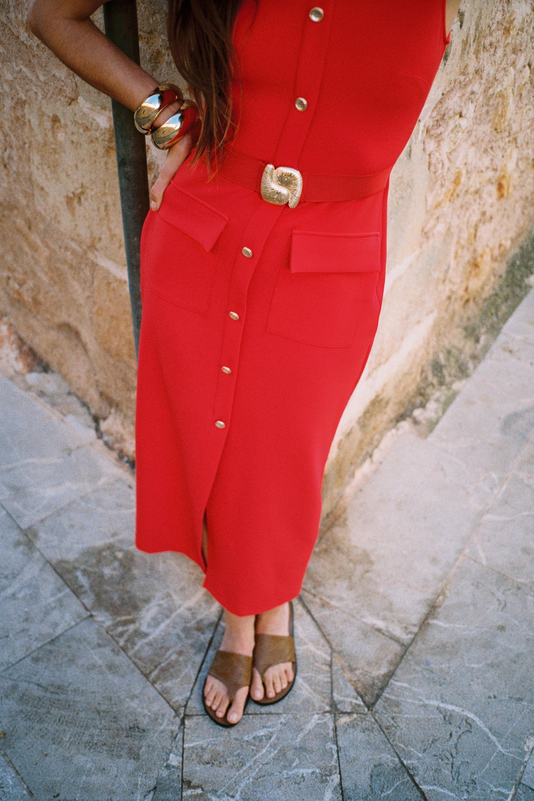 BELTED CREPE MIDI DRESS | Zara US