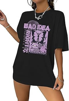 Bad Idea Right Shirts Women: Oversized Music Album Tshirt Concert Tour Shirt 90s Vintage Graphic ... | Amazon (US)