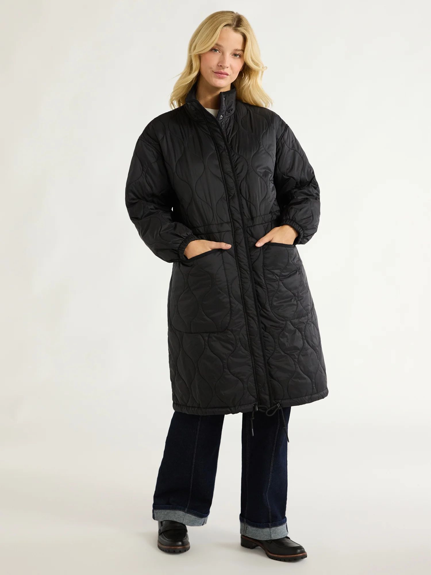 Free Assembly Women's Quilted Cocoon Jacket, XS-XXL | Walmart (US)