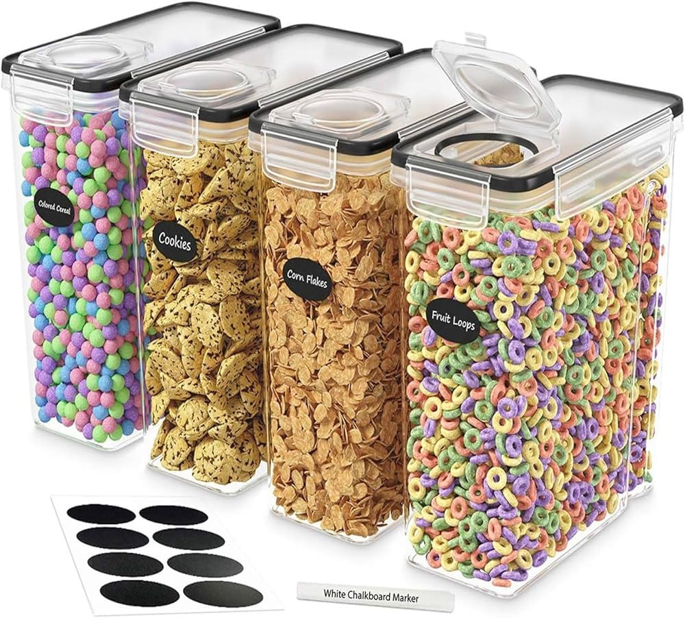 DWËLLZA KITCHEN Cereal Containers Storage 4 Pack 135 fl. oz Cereal Dispenser Airtight Food Stora... | Amazon (US)