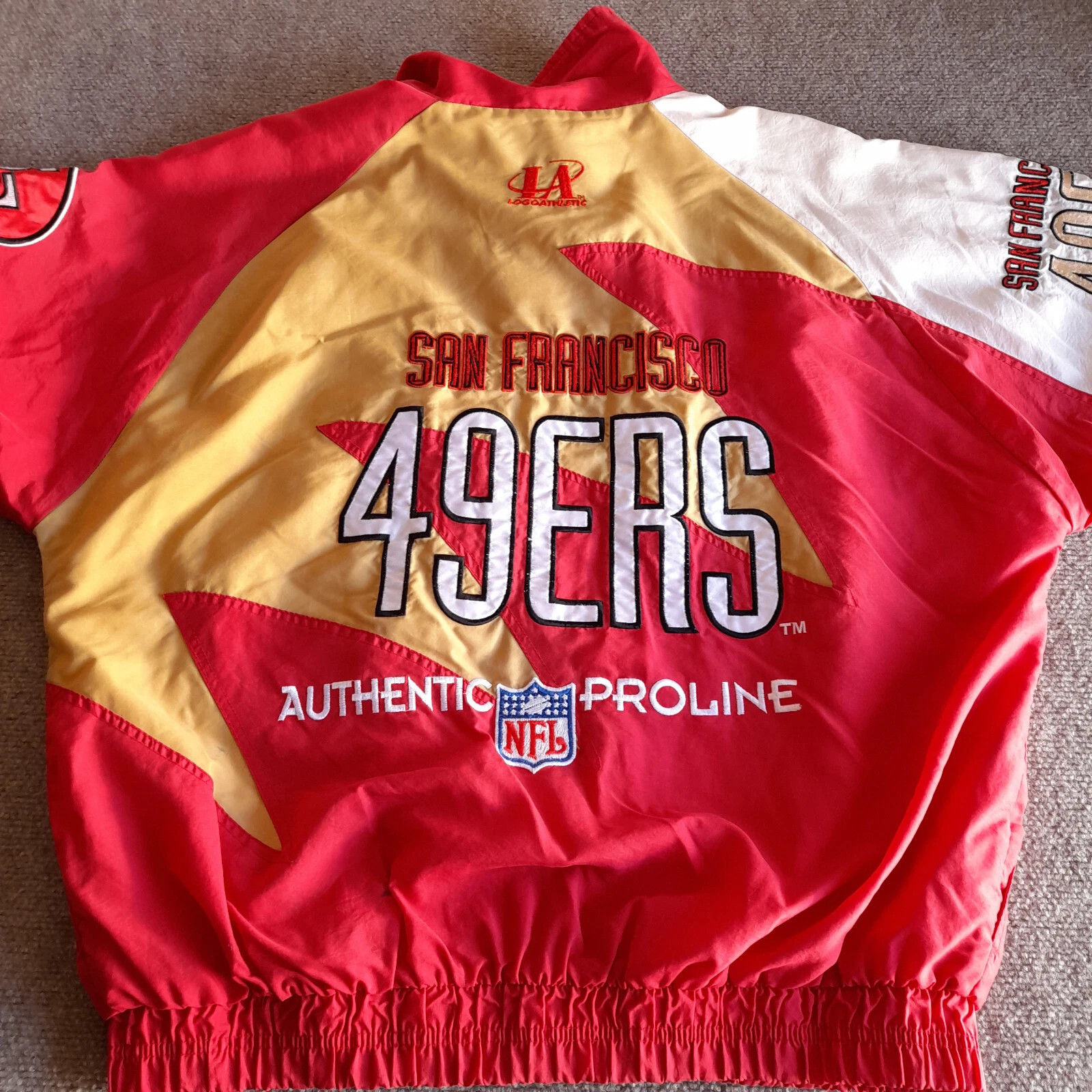 Vintage San Francisco 49ers Sharktooth Pro Line Jacket Size L Windbreaker NFL | eBay US