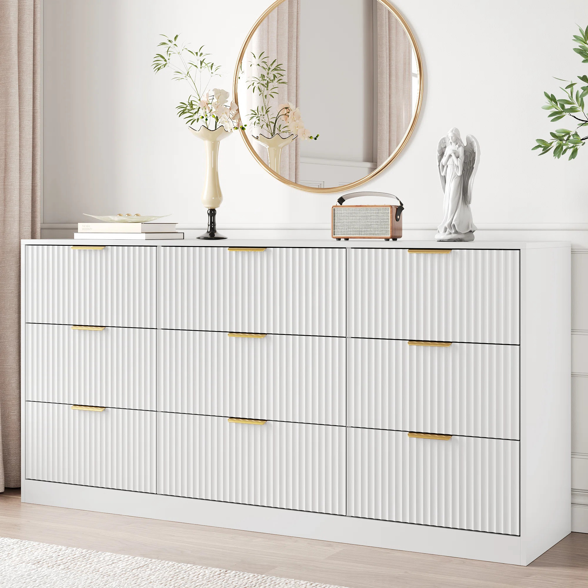 Fluted Dresser For Bedroom With 9 Drawers, 63" Wide Modern Chest Of Drawers With Metal Handle | Wayfair North America