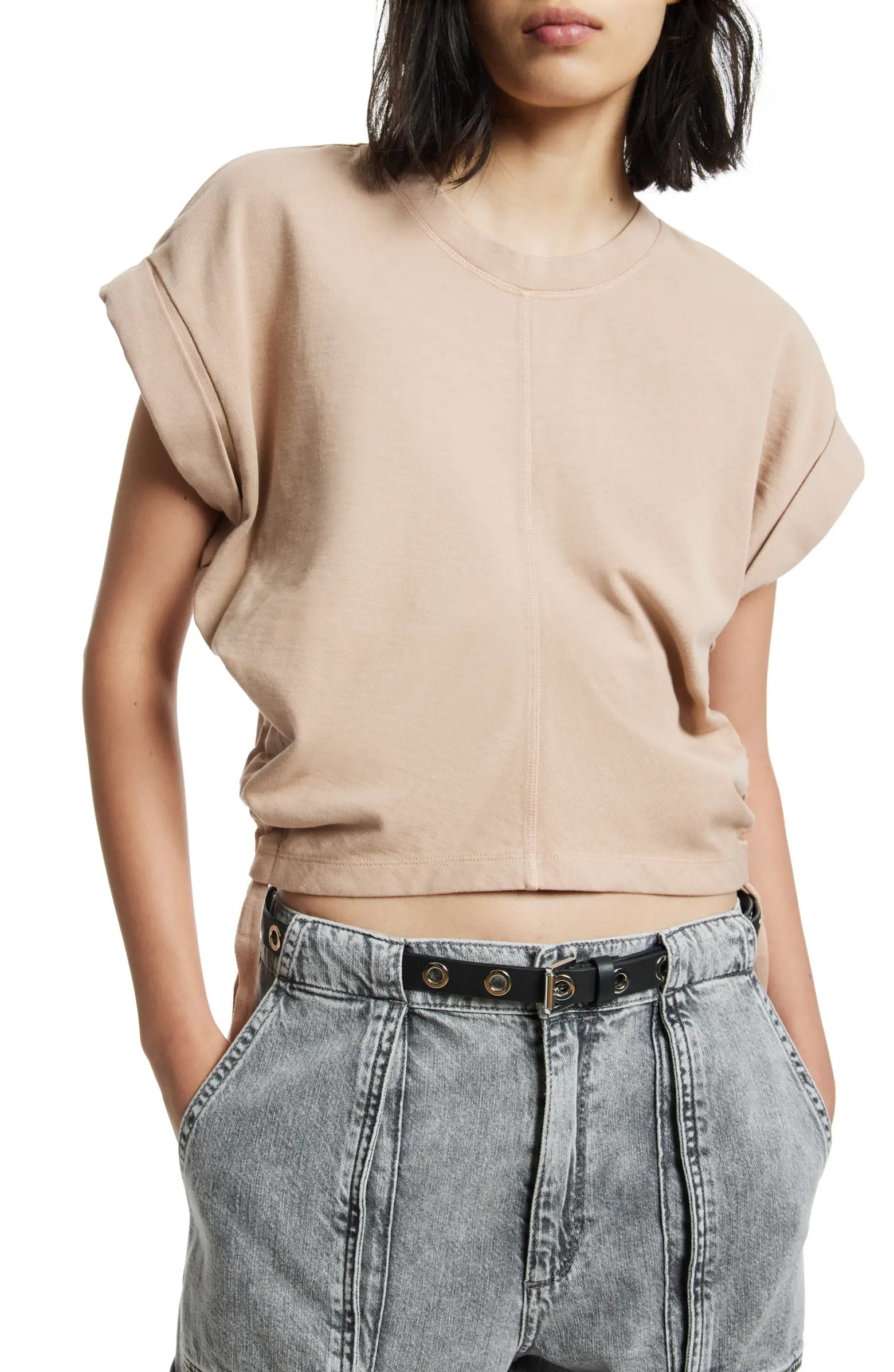 Mira Side Ruched Cotton Crop Top | Nordstrom