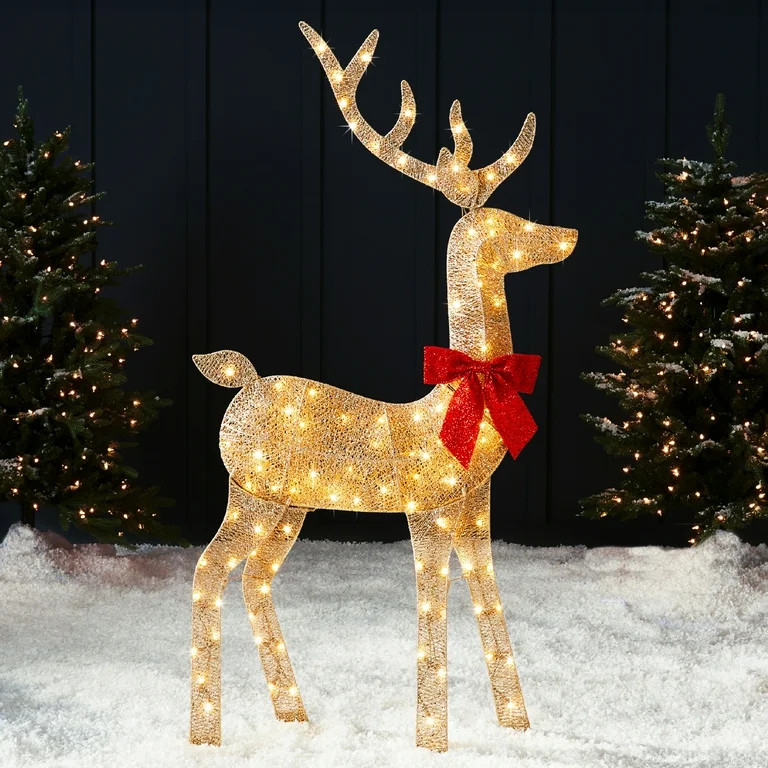 Best Choice Products 5ft Lighted 2D Christmas Buck Outdoor Yard Decoration w/ 105 LED Lights, Sta... | Walmart (US)