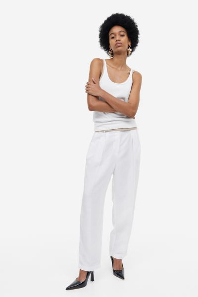 Tapered Linen-blend Pants | H&M (US + CA)