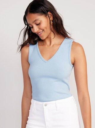 Rib-Knit V-Neck Tank Top for Women | Old Navy (CA)