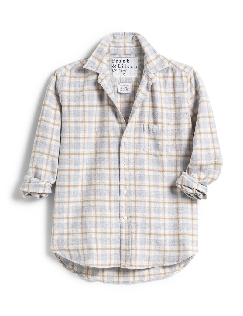 EILEEN Gray and Tan with White Plaid, Italian Flannel | Frank & Eileen