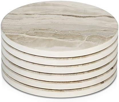 LIFVER Drink Coasters 6 Pieces Ceramic, Absorbent Coasters for Drinks ,Stone Style Coaster Set wi... | Amazon (US)