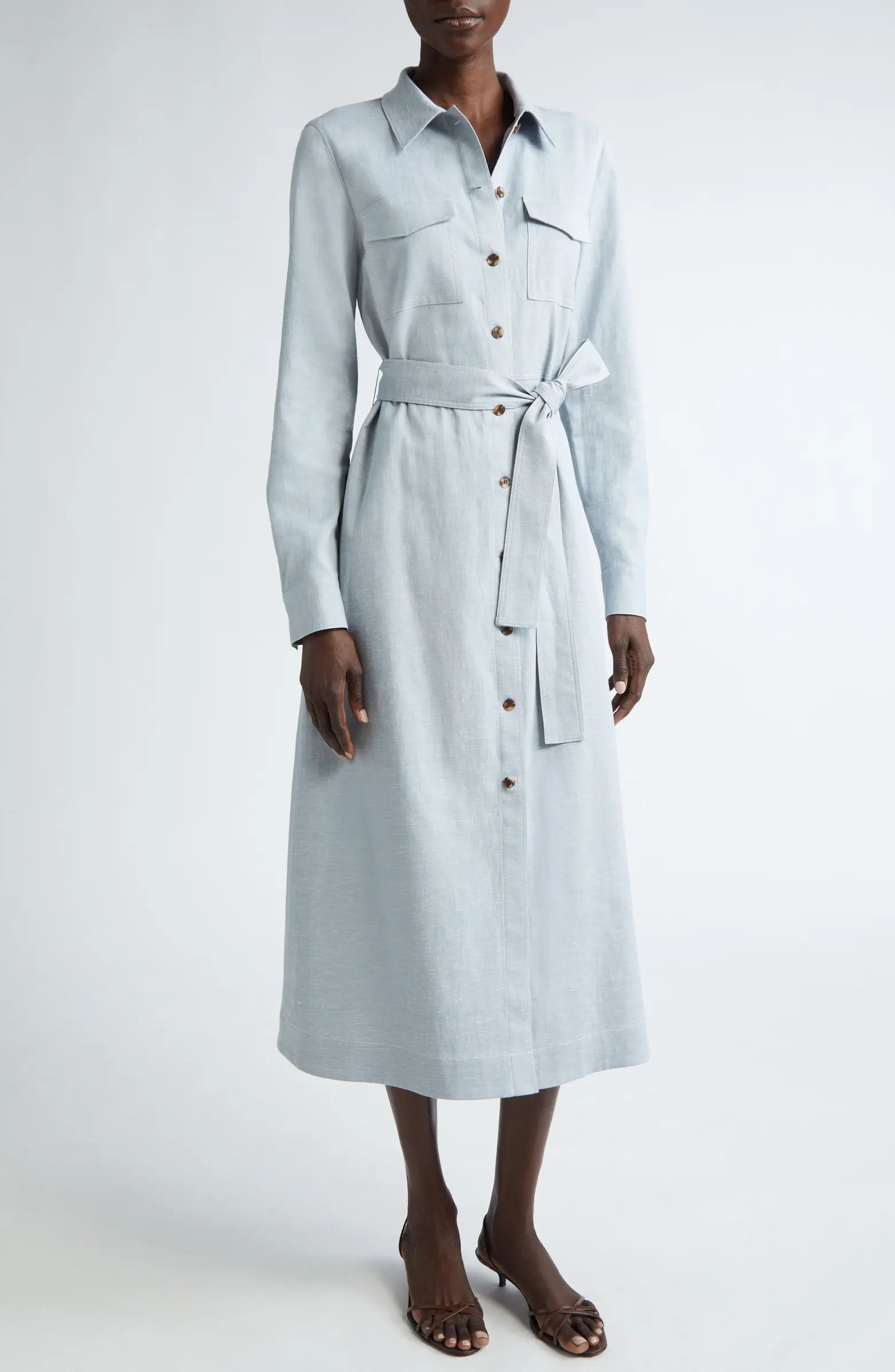 Sonny Belted Long Sleeve Midi Shirtdress | Nordstrom